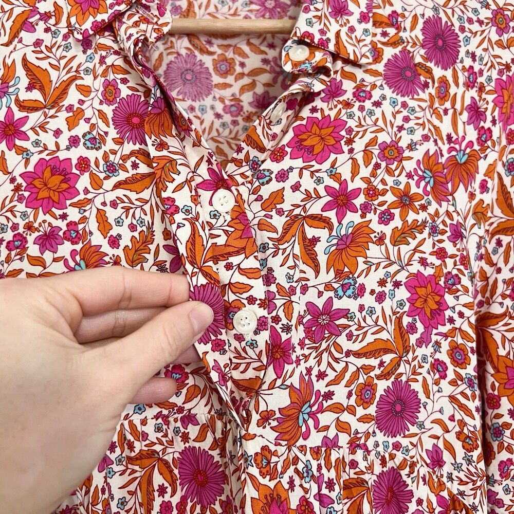Natural Life Becca Dress Small Pink Floral Pockets NWOT Boho Tiered Cottage - Picture 6 of 11